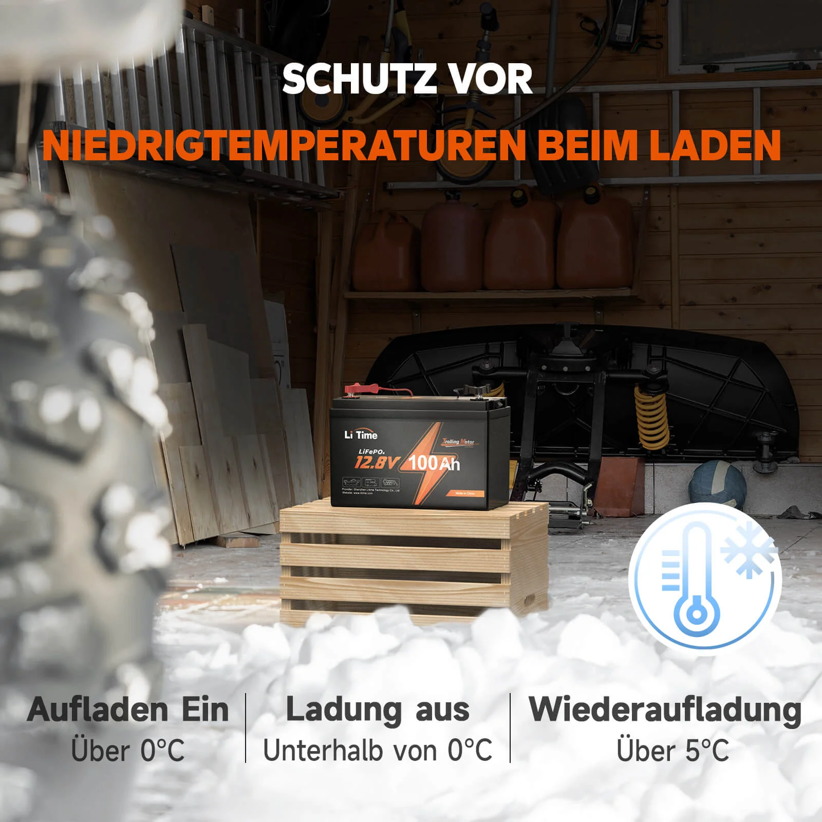 LiTime 12V 100Ah TM LiFePO4-Bootsbatterie mit Tieftemperaturschutz für Elektromotor - Image 5