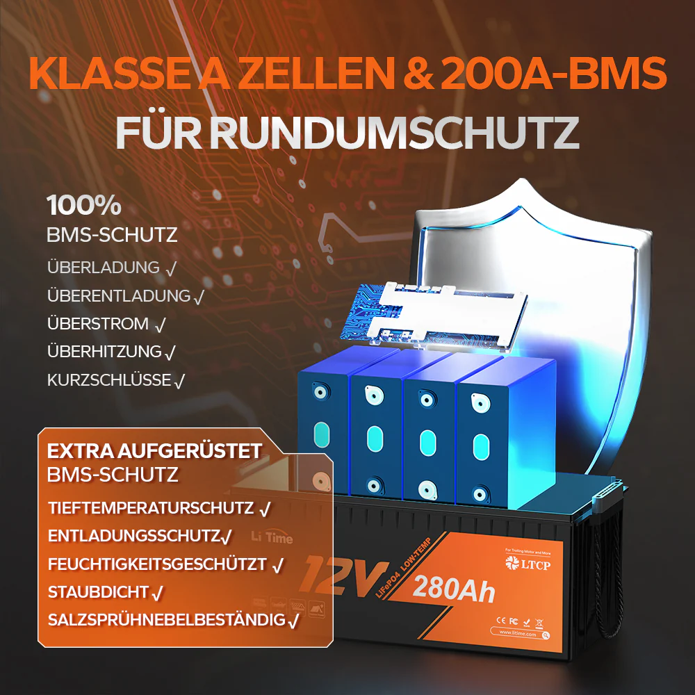 【Vorverkauf】LiTime 12V 280Ah LiFePO4-Batterie mit 200A Dauerentladung, Low-Temp-Schutz und Deep-Cycle für Marine, Wohnmobile und Solar - Image 3