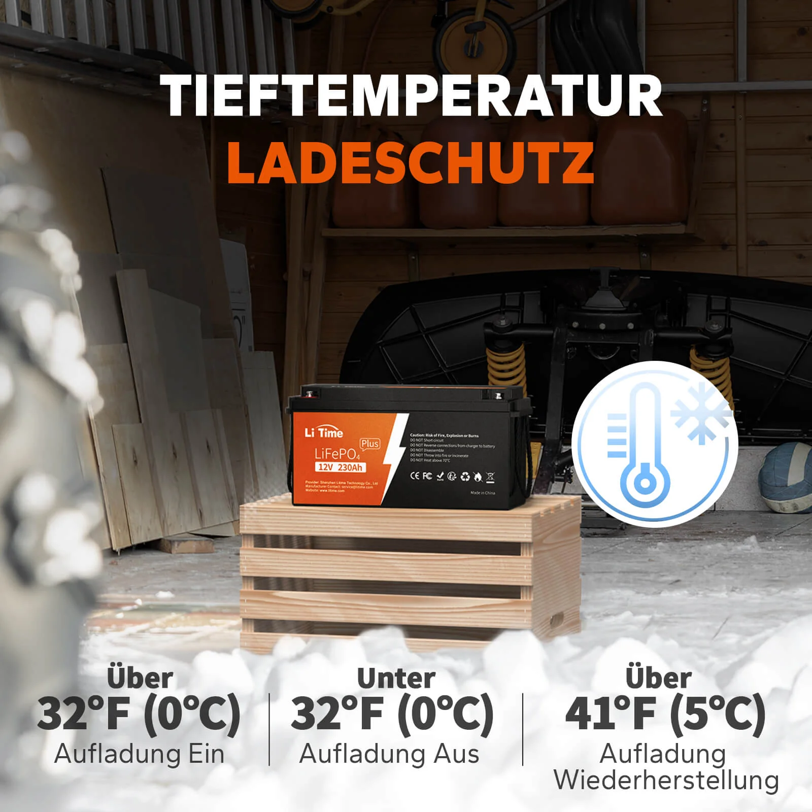 LiTime LiFePO4 12V 230Ah Plus Low-Temp-Schutz Deep Cycle Batterie - 200A BMS - Image 4