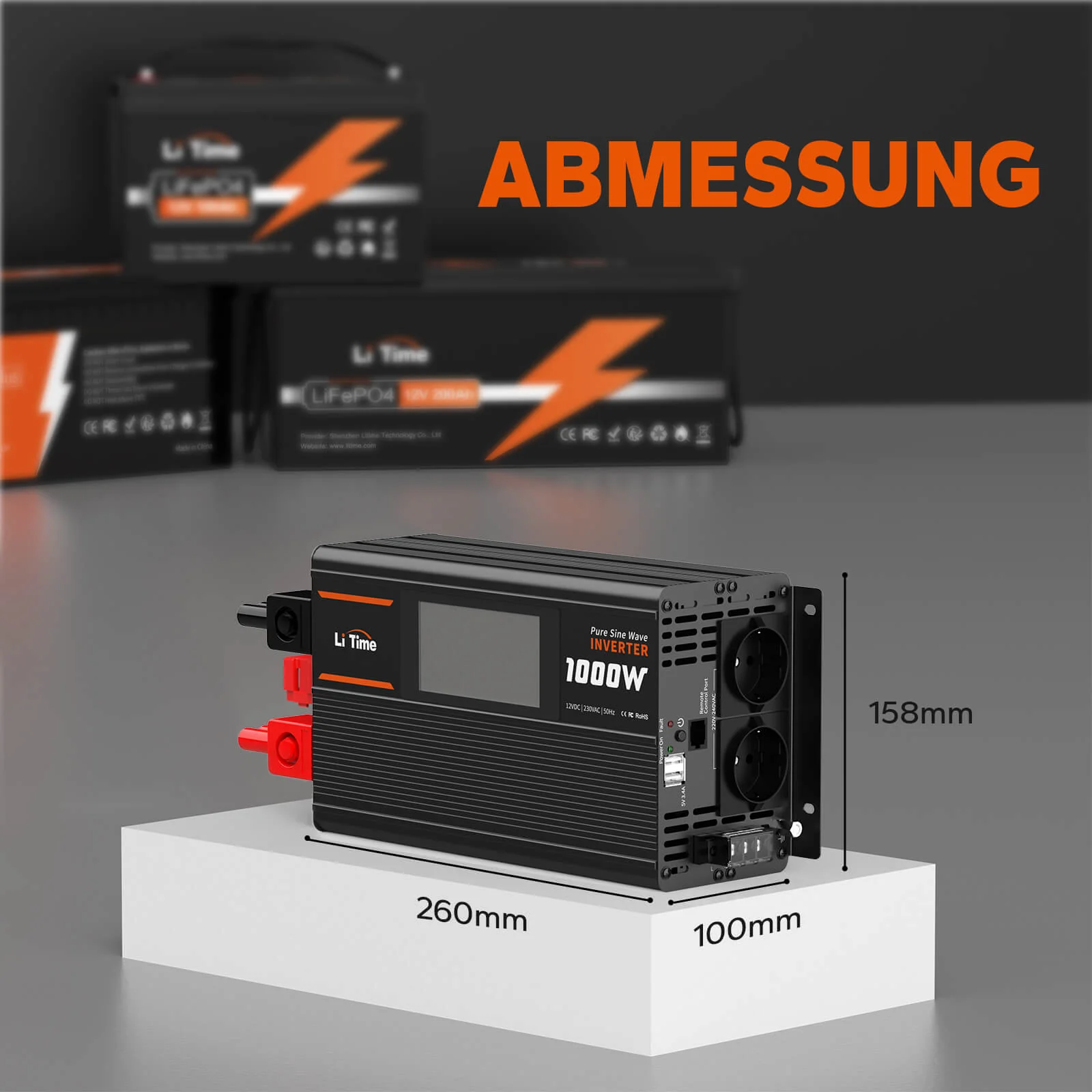 LiTime 1000W Reiner Sinsuswellen Wechselrichter 12VDC zu 230VAC Konverter - Image 6
