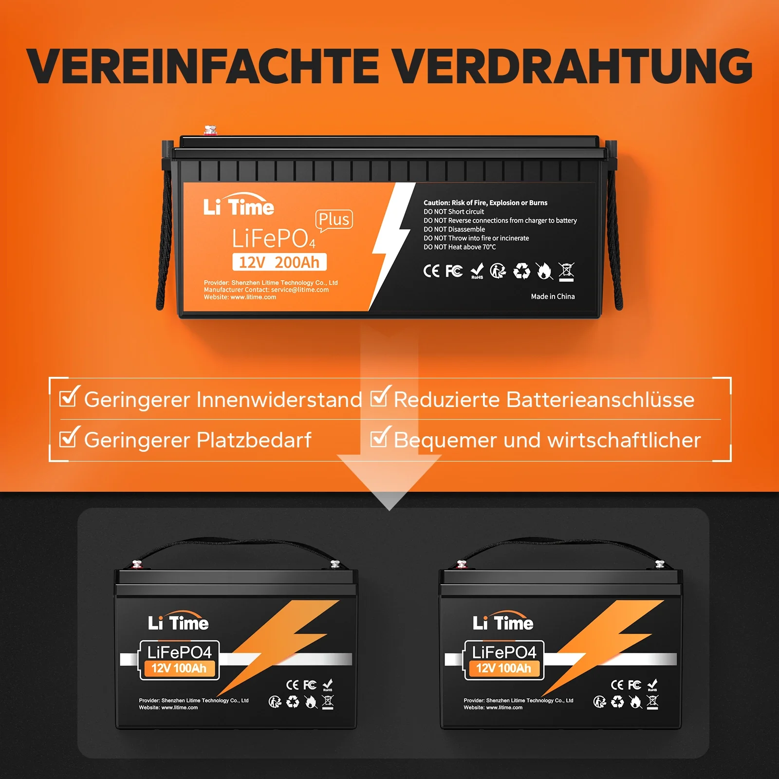 LiTime 12V 200Ah Plus Deep Cycle LiFePO4 Lithium Batterie – 200A BMS - Image 5