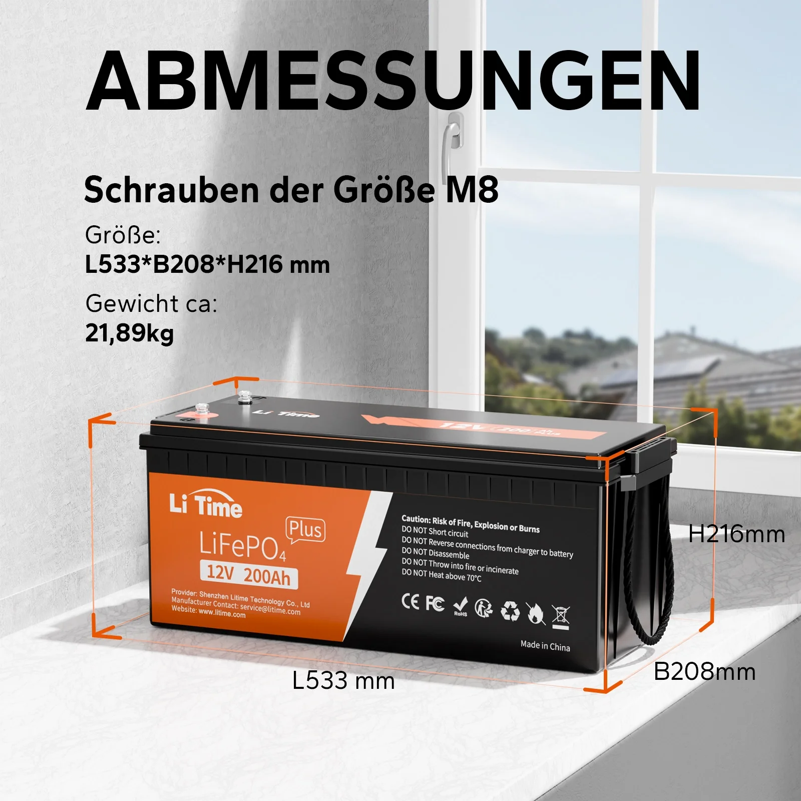 LiTime 12V 200Ah Plus Deep Cycle LiFePO4 Lithium Batterie – 200A BMS - Image 8