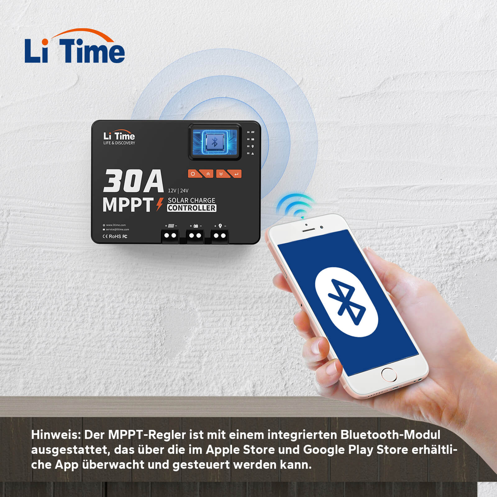 LiTime 30A MPPT 12V/24V Solarladeregler mit integriertem Bluetooth - Image 4