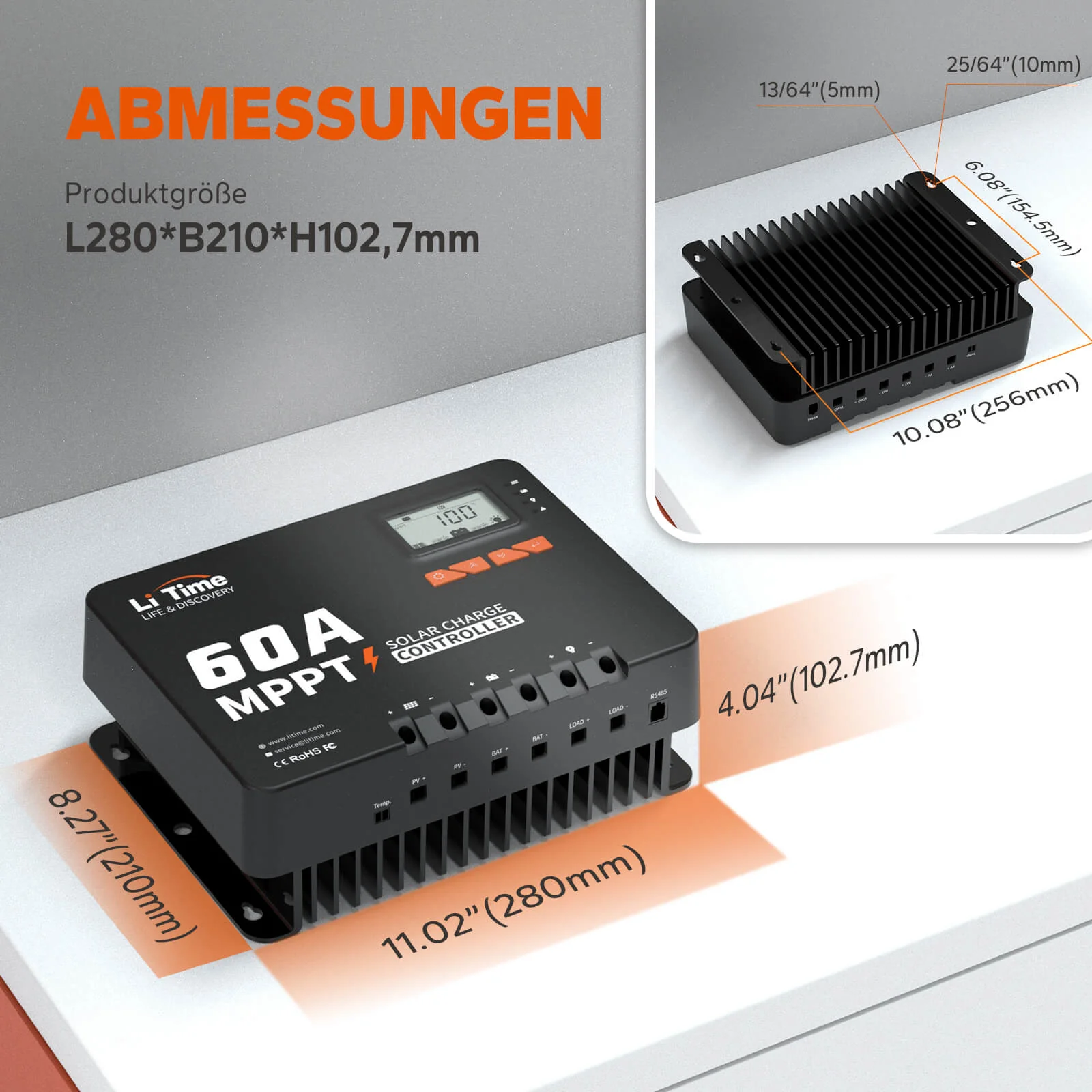 LiTime 60A MPPT 12V/24V/36V/48V Auto DC Input Solarladeregler mit Bluetooth Adapter - Image 3